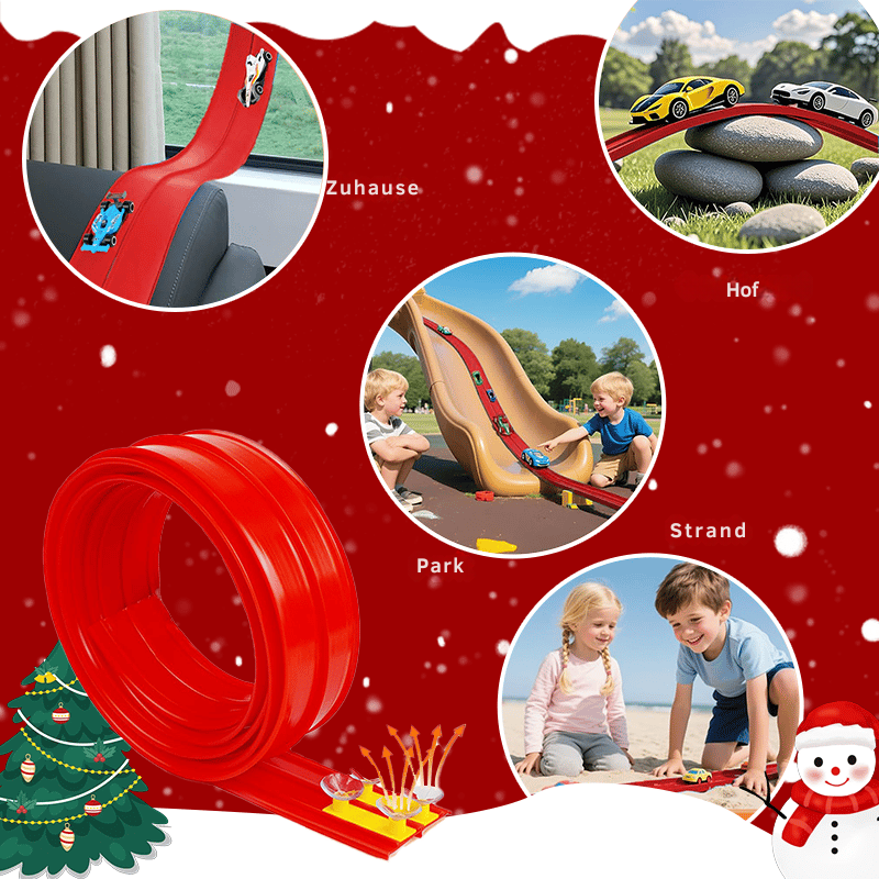 Flexible Race Track Set for Kids – Build Loops, Jumps & Custom Layouts with Suction Cups & 4 Die-Cast Cars for Creative Indoor Racing Fun