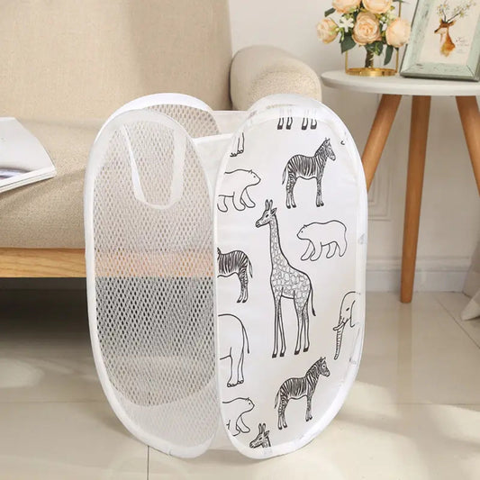 Zylo Animals Laundry Hamper - Foldable Mesh, Lightweight Design