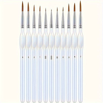 Precision Art Brushes for Scale Models 7.7 Inch Synthetic Bristle Set Wooden Handle Acrylic Oil Watercolor Craft Nail Art