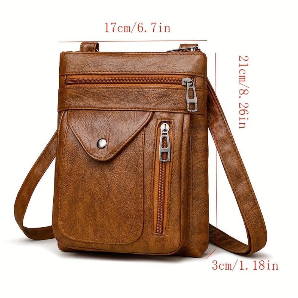 Retro Crossbody Purse – Compact Vegan Leather Shoulder Bag with Adjustable Strap for Women – Everyday Organizer Handbag