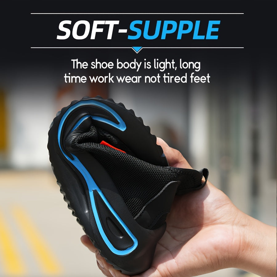 Steel Toe Work Shoes for Men Breathable Mesh Safety Footwear Puncture Resistant Slip-Resistant Outdoor Industrial Construction Job Site