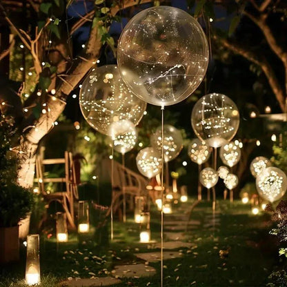 Illuminated Clear Balloons with Warm White LED String Lights 18 Inch Set of 10 Battery Powered for Birthdays Weddings Baby Showers Garden Pa