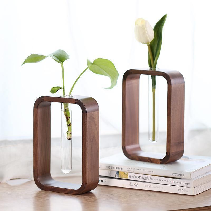 Wood + Glass Plant Vase