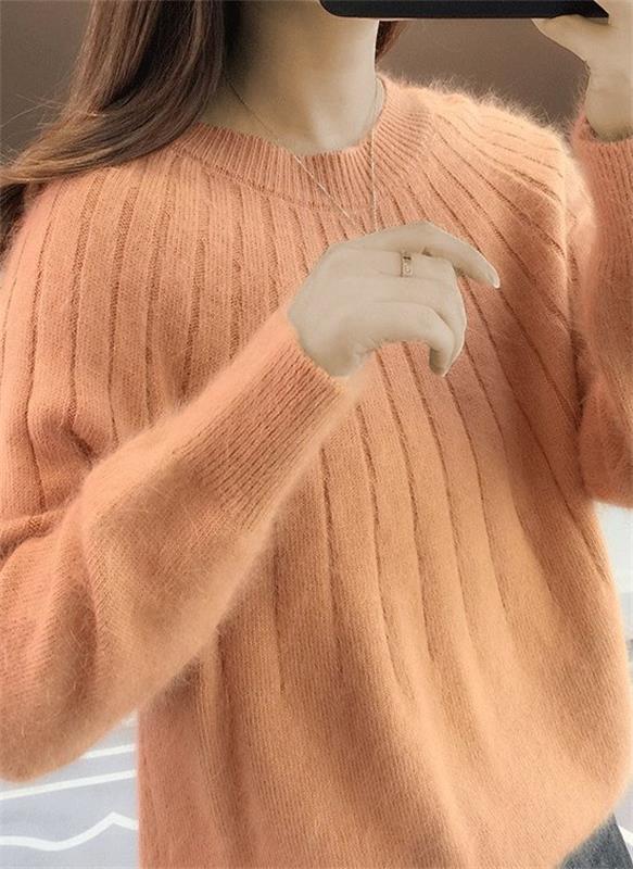 Luxe Cashmere Knit Sweater for Women – Soft Pullover Top for Fall & Winter, Versatile Everyday Layering Piece