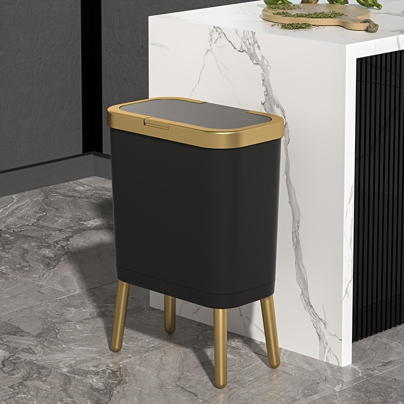 Modern Odour-Sealing Trash Can | 15L Stylish Waste Bin with Elevated Legs for Clean Living Spaces