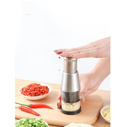 Press-Action Veggie Dicer with Enclosed Container for Onions, Garlic & More | Safe, Tear-Free Meal Prep Tool for Home Cooks & Busy Families