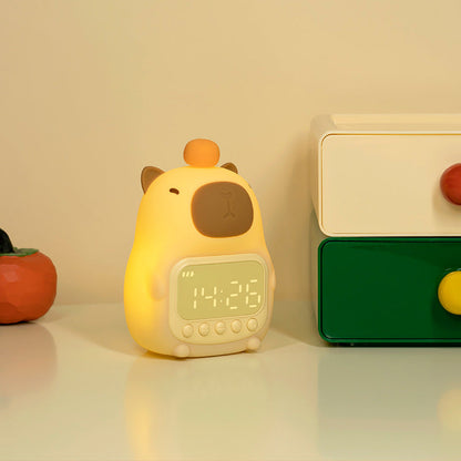 Capybara Night Light Alarm Clock for Kids & Adults | Touch Control Bedside Lamp with Rechargeable Battery & Adjustable Brightness