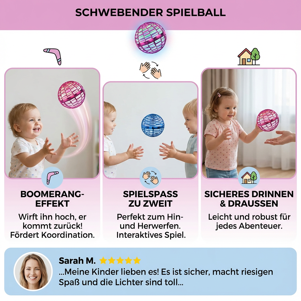 LED Hover Ball Flying Orb Toy with Light-Up Effects for Kids & Adults Indoor Outdoor Play Rechargeable