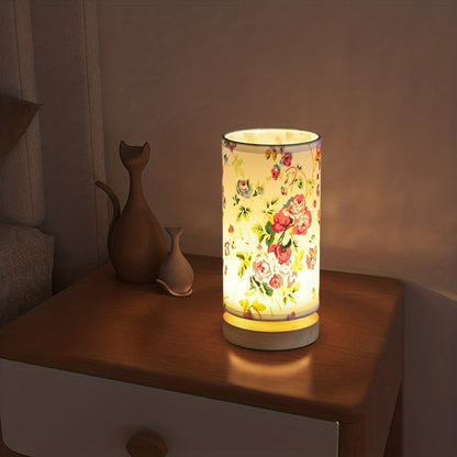 Lampe de table élégante en bois | Lampe LED alimentée par USB avec abat-jour en lin doux pour une ambiance chaleureuse