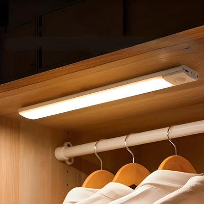 Ruban lumineux à détecteur de mouvement PIR rechargeable par USB-C, éclairage sans fil en aluminium pour sous-meuble, placard, couloir, chambre et escalier, 30-40 cm