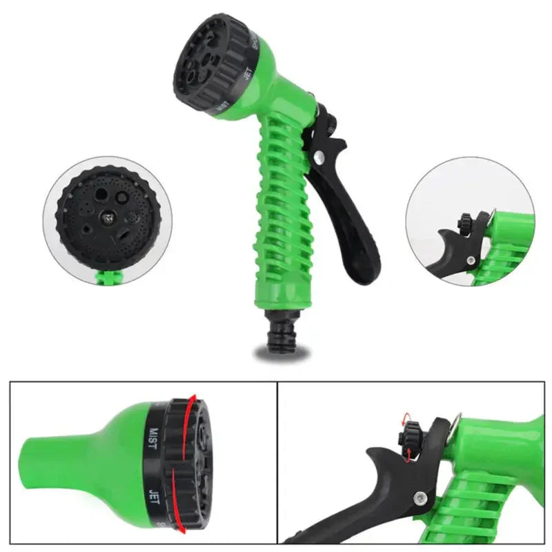 Expandable Garden Hose 25 ft to 200 ft with 7-Pattern Spray Nozzle for Yard Watering Car Wash Pet Bathing