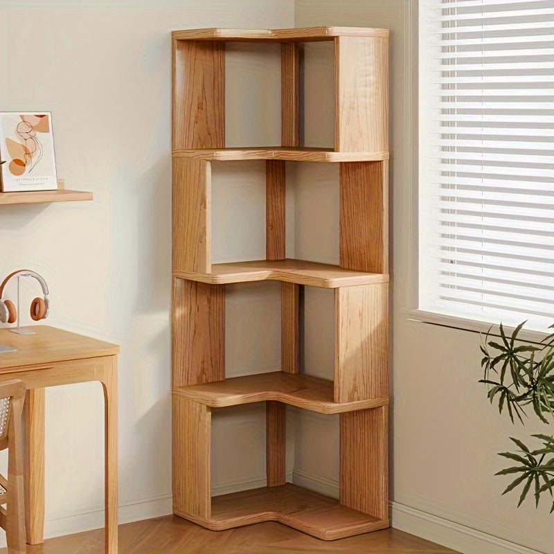 Solid Wood Corner Shelf Unit – Space-Saving Storage Organizer for Living Room, Bedroom & Home Office