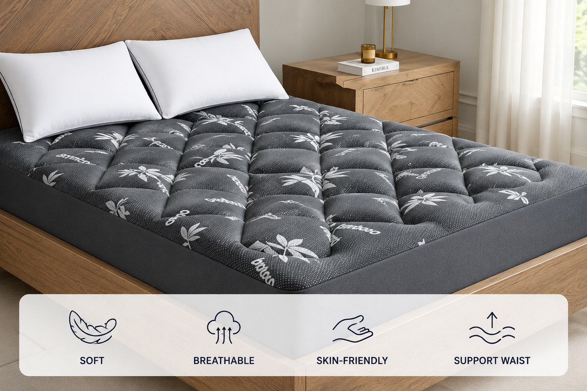Eco Comfort | Surmatelas en viscose de bambou avec sur-matelas intégré | Grand bonnet pour un confort et un soutien optimaux