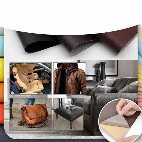 Peel-and-Stick Leather Repair Patches for Furniture, Car Seats & Bags – Cut-to-Fit, Waterproof Vinyl Sheet 20×54 in