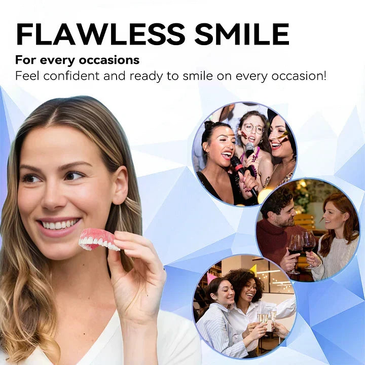 Removable Cosmetic Teeth Veneers for Adults – Instant Smile Enhancer with Silicone Liner, Reusable Snap-On Dental Cover for Natural Look