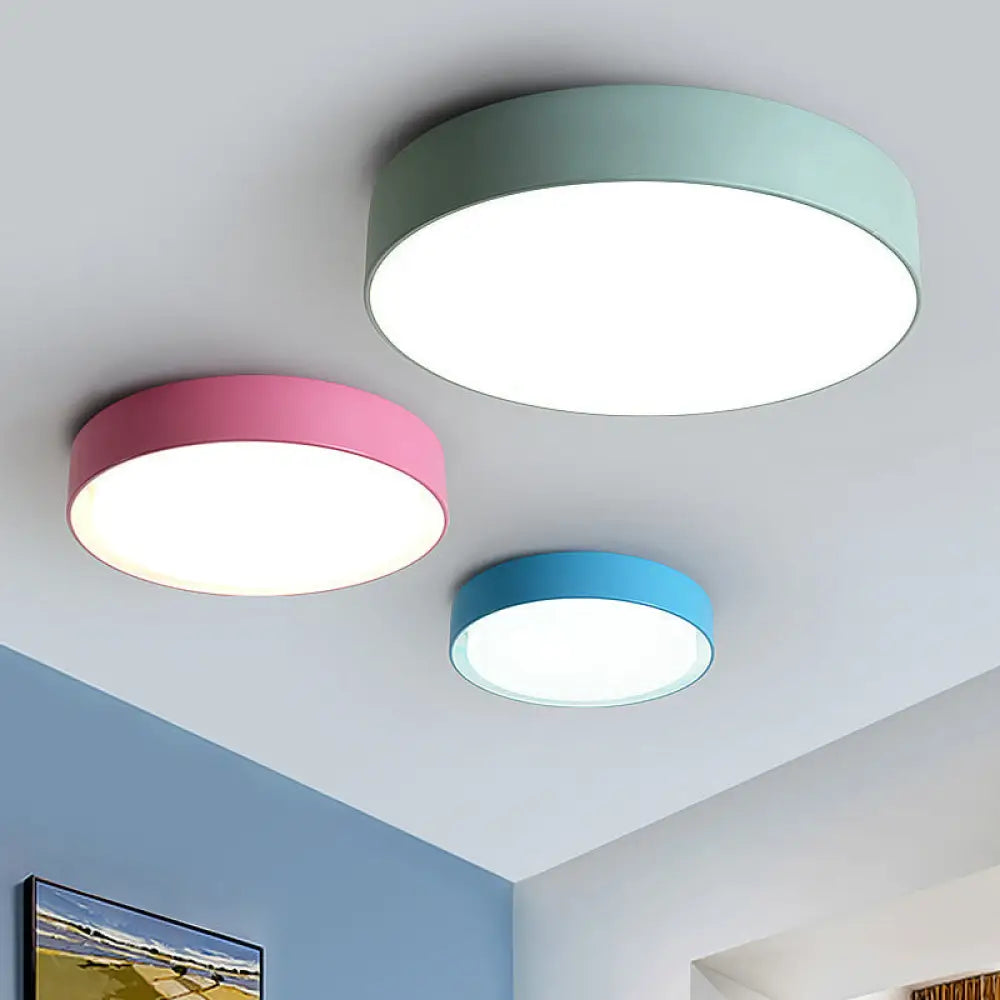 Kids LED Ceiling Light Flush Mount Round Acrylic Nursery Fixture Dimmable Remote Control for Bedroom Playroom 12-15.5 Inch