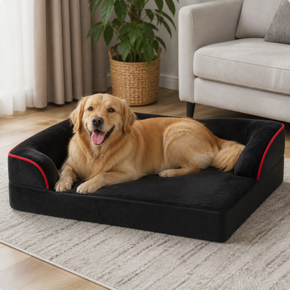 Panier pour chien en mousse alvéolée orthopédique antidérapant Ortekor (housse amovible et lavable)