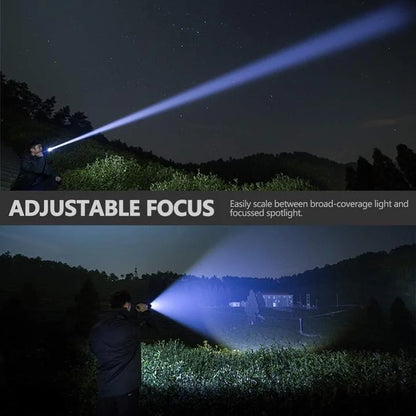 Rechargeable LED Tactical Flashlight USB Zoom Adjustable 90000 Lumen Handheld Torch for Camping Hiking Emergency