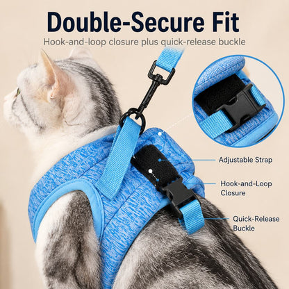 Ortekor Lightweight Cat Harness & Leash Set for Outdoor Walks - Breathable Adjustable Vest for Secure, Comfortable Control