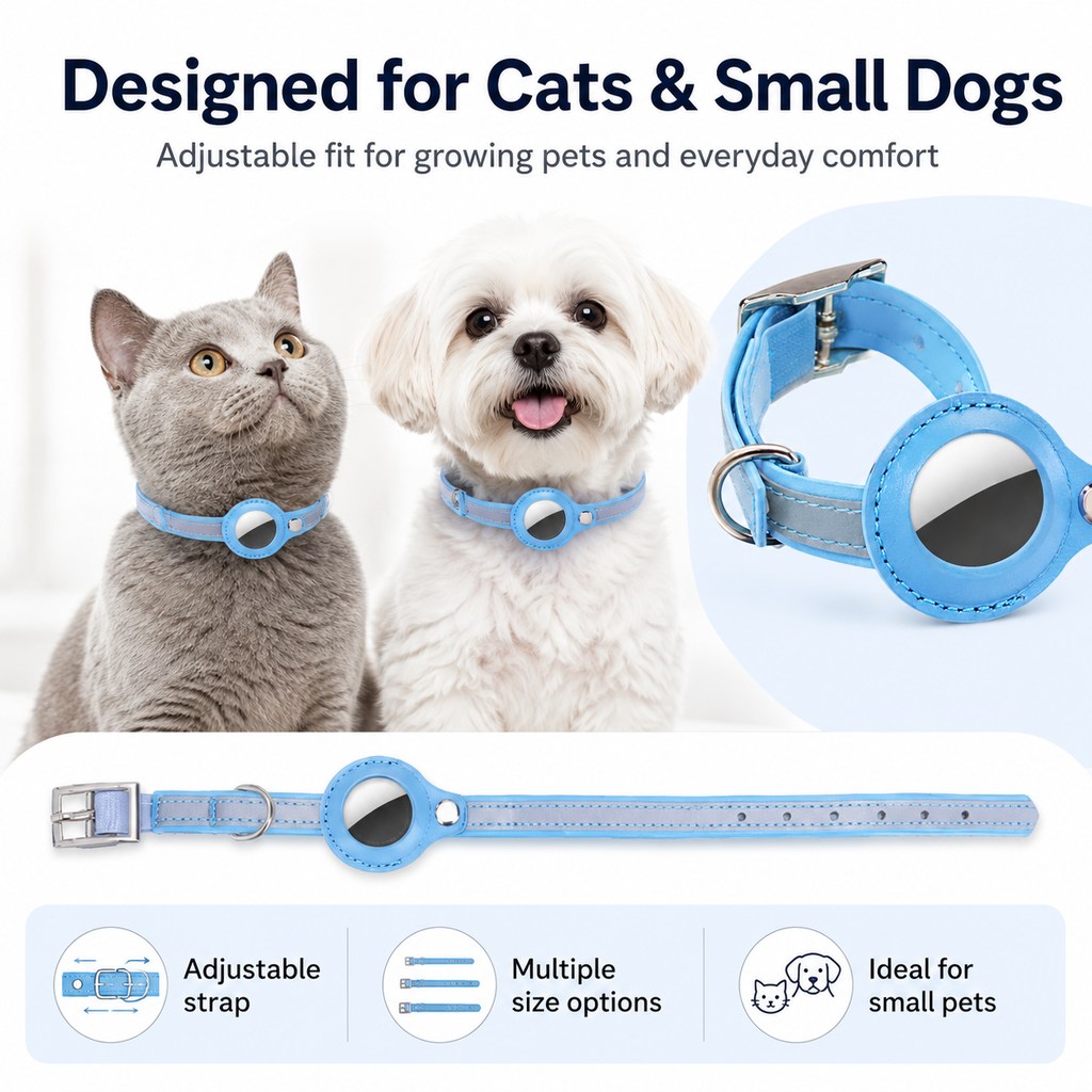 Ortekor AirTag-Compatible Reflective Pet Tracking Collar for Cats & Small Dogs - Secure Holder for Outdoor Adventures & Night Visibility