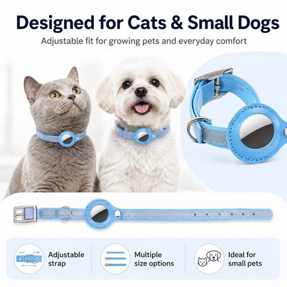 Ortekor AirTag-Compatible Reflective Pet Tracking Collar for Cats & Small Dogs - Secure Holder for Outdoor Adventures & Night Visibility
