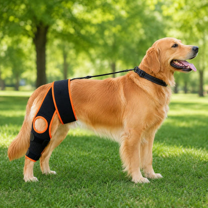 Ortekor Adjustable Dog Knee Brace with Collar Support Strap - Helps Reduce Slipping on Daily Walks