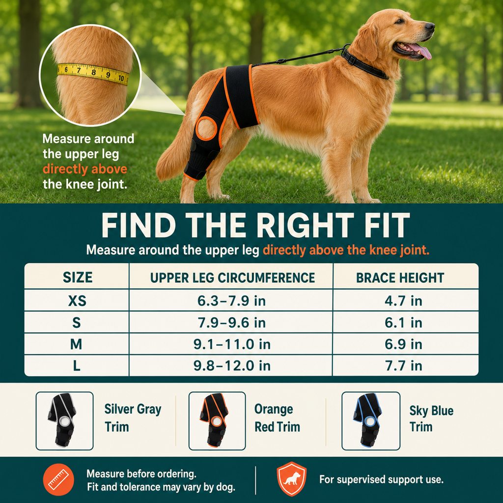 Ortekor Adjustable Dog Knee Brace with Collar Support Strap - Helps Reduce Slipping on Daily Walks
