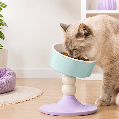 Ortekor Adjustable Elevated Pet Bowl for Cats & Small Dogs - 3 Height Modes for Comfortable Feeding