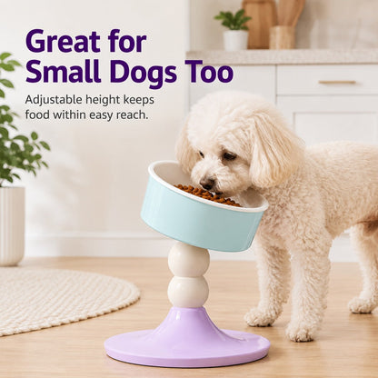 Ortekor Adjustable Elevated Pet Bowl for Cats & Small Dogs - 3 Height Modes for Comfortable Feeding