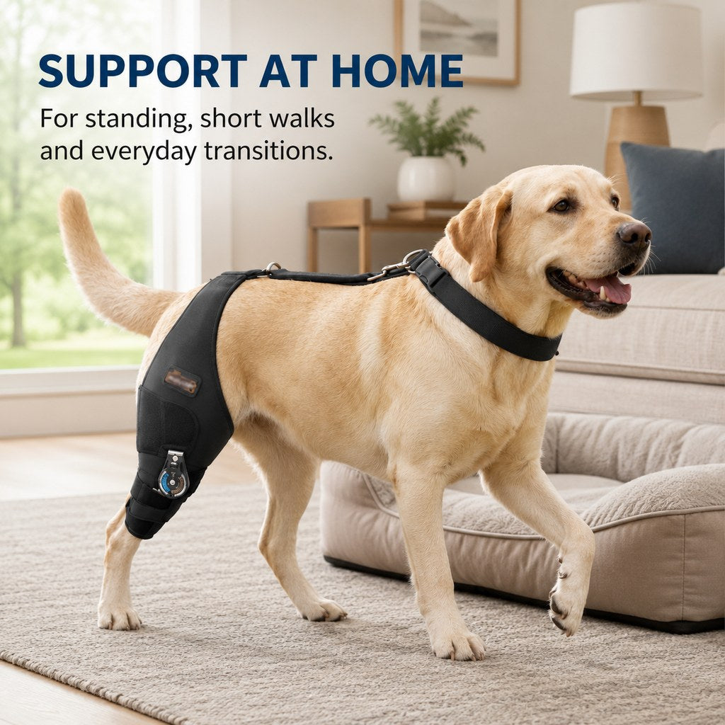 Ortekor Adjustable Hinged Dog Knee Brace for Daily Walks - Rear Leg Support for Unsteady Steps
