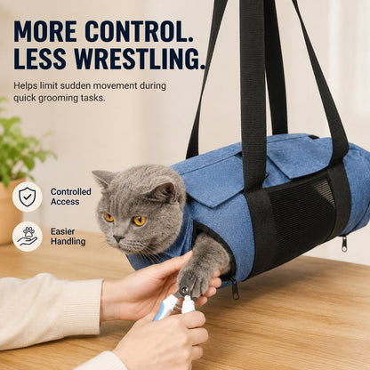 Ortekor Cat Grooming Restraint Bag for Nail Trimming & Ear Cleaning – Easier Control for Wiggly Cats
