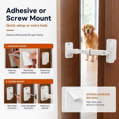 Ortekor Adjustable Pet Door Latch for Litter Rooms - Let Cats In & Help Keep Dogs Out