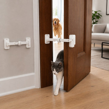 Ortekor Adjustable Pet Door Latch for Litter Rooms - Let Cats In & Help Keep Dogs Out