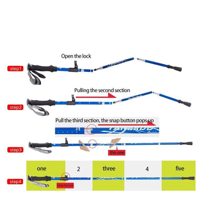Telescoping Trail Poles for Hiking 43-53 in Collapsible Lightweight Alloy Support Sticks with Quick-Lock Mechanism for Mountain Trekking For
