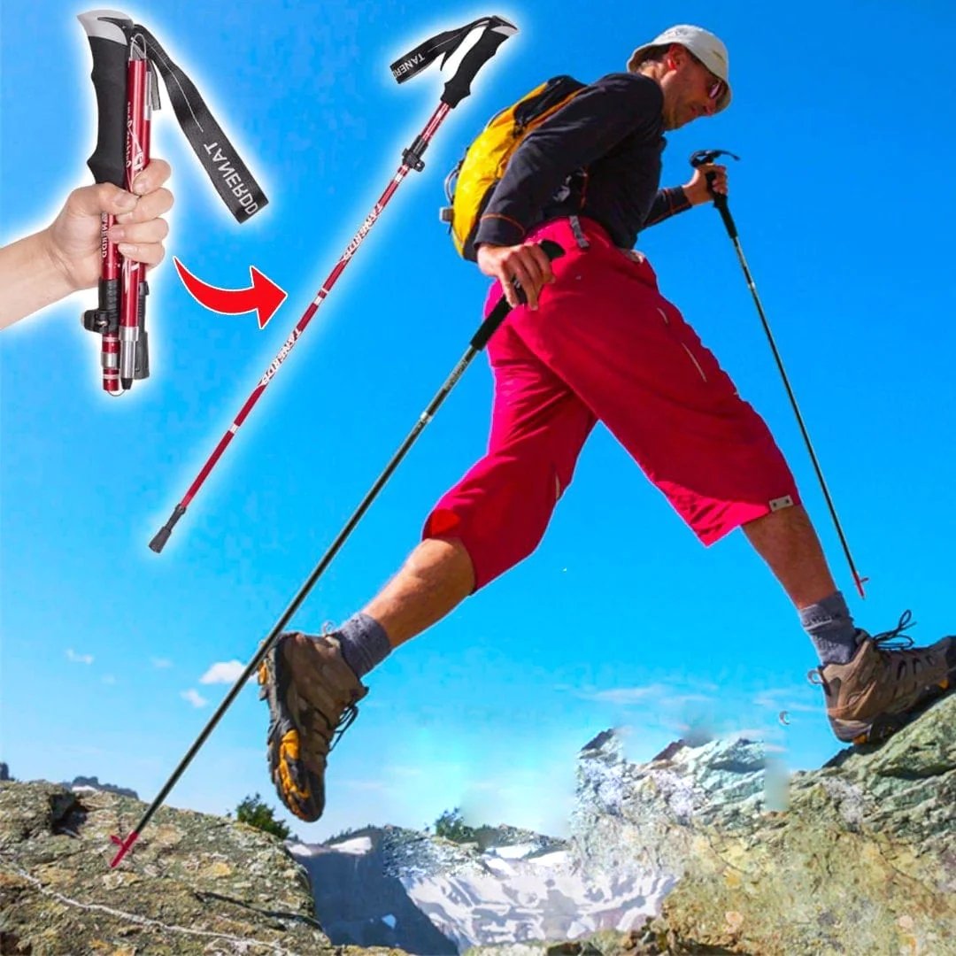 Telescoping Trail Poles for Hiking 43-53 in Collapsible Lightweight Alloy Support Sticks with Quick-Lock Mechanism for Mountain Trekking For