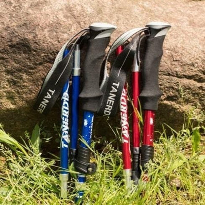 Telescoping Trail Poles for Hiking 43-53 in Collapsible Lightweight Alloy Support Sticks with Quick-Lock Mechanism for Mountain Trekking For