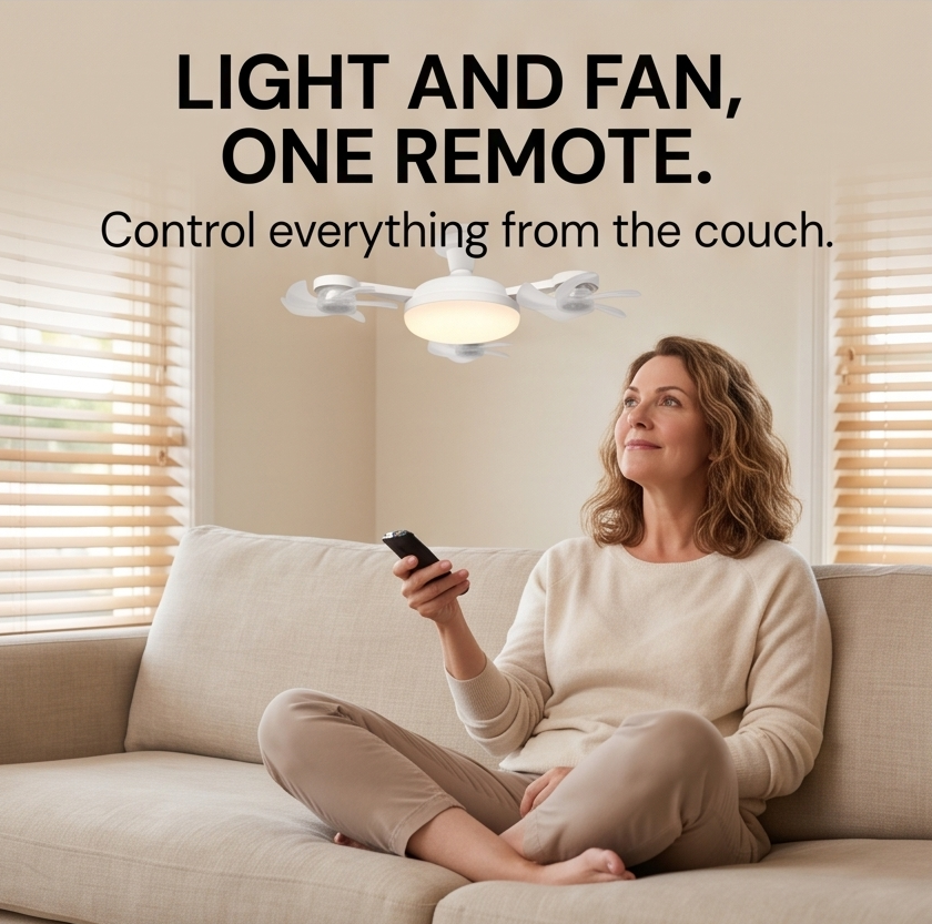 QUADAIR – LED Ceiling Light with Four Fans for Everyday Comfort