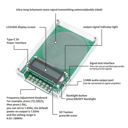 Ultra-Low Frequency Sine Wave Signal Generator with 7.83Hz Earth Resonance Preset & 0.01-100,000Hz Range