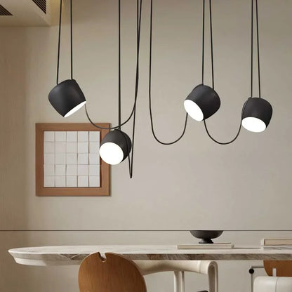 Ceiling Pendant Light Fixture with Adjustable Heads and Cable, 10W LED Dimmable Hanging Lamp, Black Aluminum Modern Lighting for Kitchen Isl