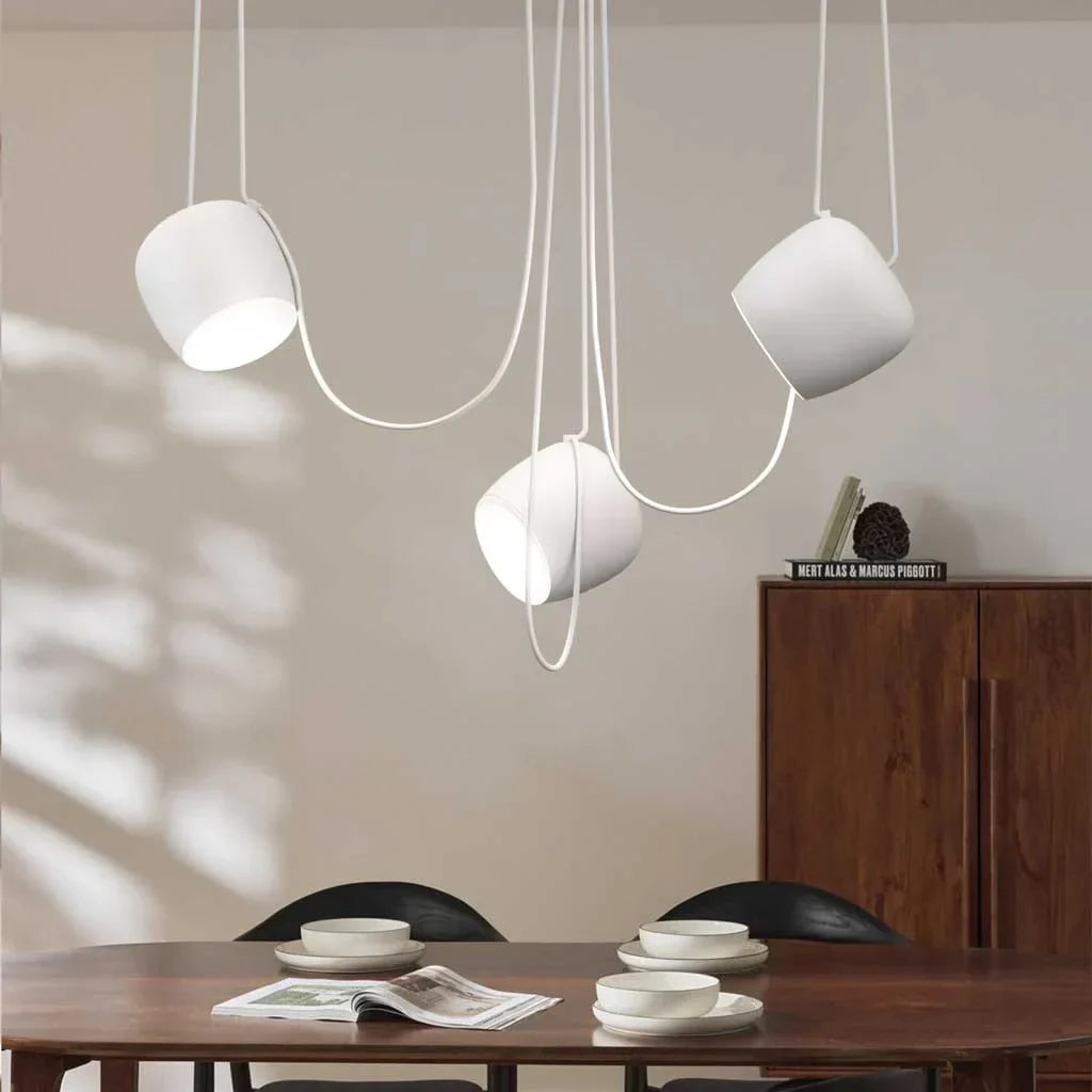 Ceiling Pendant Light Fixture with Adjustable Heads and Cable, 10W LED Dimmable Hanging Lamp, Black Aluminum Modern Lighting for Kitchen Isl