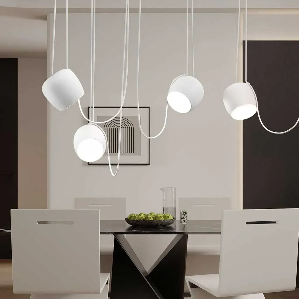 Ceiling Pendant Light Fixture with Adjustable Heads and Cable, 10W LED Dimmable Hanging Lamp, Black Aluminum Modern Lighting for Kitchen Isl