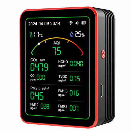 15-in-1 Indoor Air Quality Monitor with WiFi – Real-Time CO2, VOC, Formaldehyde & PM2.5 Detector for Home, Office & Smart Automation