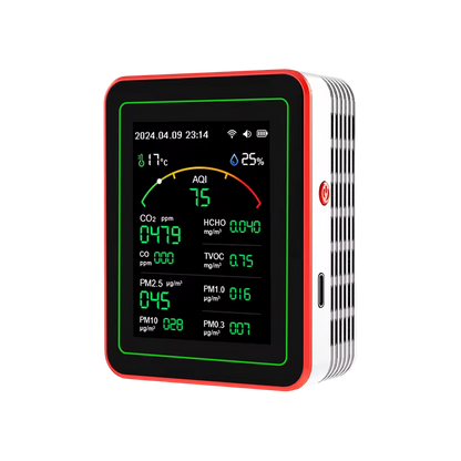 Moniteur de qualité de l'air intérieur 15-en-1 avec WiFi – Détecteur de CO2, COV, formaldéhyde et PM2,5 en temps réel pour la maison, le bureau et l'automatisation intelligente