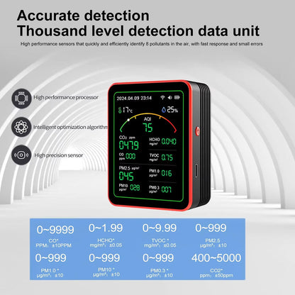 Moniteur de qualité de l'air intérieur 15-en-1 avec WiFi – Détecteur de CO2, COV, formaldéhyde et PM2,5 en temps réel pour la maison, le bureau et l'automatisation intelligente