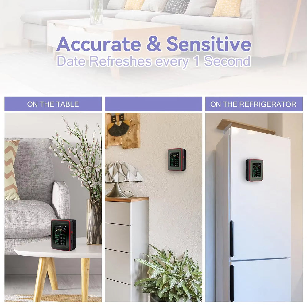 Moniteur de qualité de l'air intérieur 15-en-1 avec WiFi – Détecteur de CO2, COV, formaldéhyde et PM2,5 en temps réel pour la maison, le bureau et l'automatisation intelligente