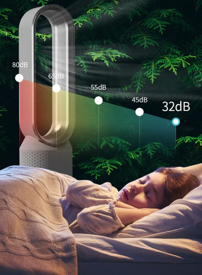 Bladeless Tower Fan and Space Heater Combo with Remote Control – Dual Heating and Cooling Air Circulator for Bedroom, Living Room, Nursery