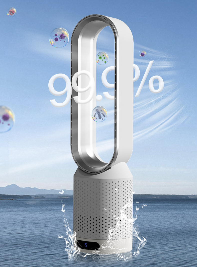 Bladeless Tower Fan and Space Heater Combo with Remote Control – Dual Heating and Cooling Air Circulator for Bedroom, Living Room, Nursery