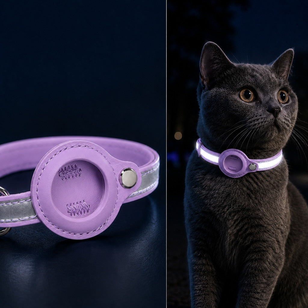 Ortekor AirTag-Compatible Reflective Pet Tracking Collar for Cats & Small Dogs - Secure Holder for Outdoor Adventures & Night Visibility