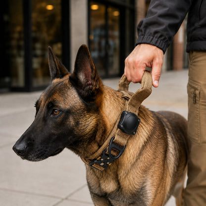 Ortekor AirTag-Compatible Tactical Dog Collar with Control Handle - Close Control for Walks, Trails & Busy Areas