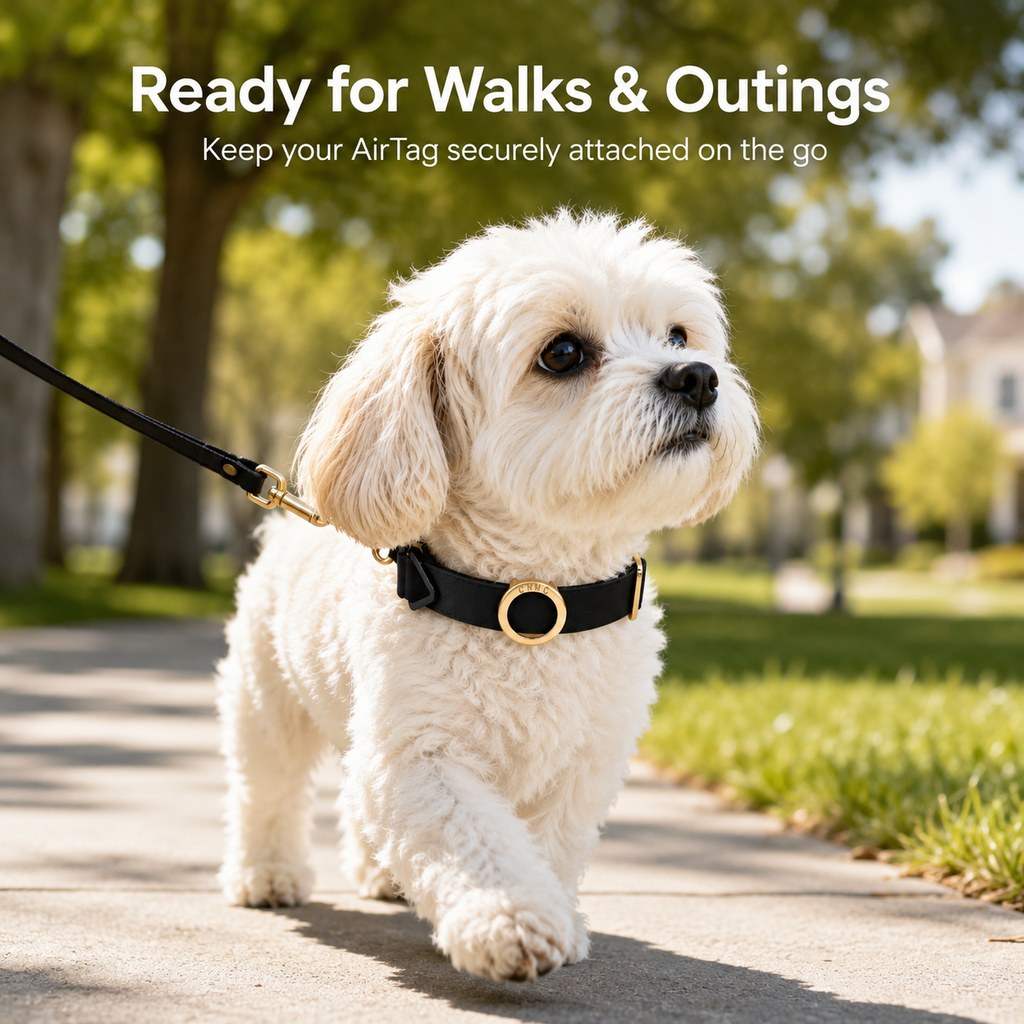 Ortekor AirTag-Compatible Pet Collar Holder for Cats & Small Dogs - No-Dangle Tracker Protection for Home, Walks & Everyday Pet Safety